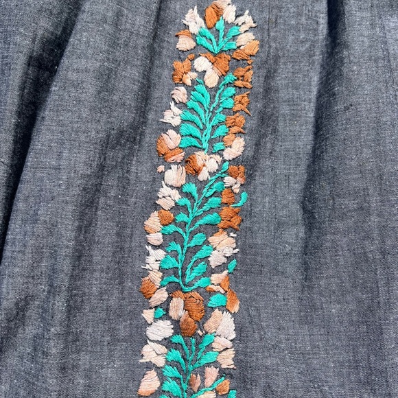 Mi Golondrina Embroidered Floral Blouse in Teal, Rust & Cream - Picture 3 of 10